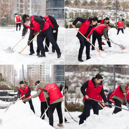 白雪更映“志愿紅”，山東電建公司志愿者掃雪除冰在行動
